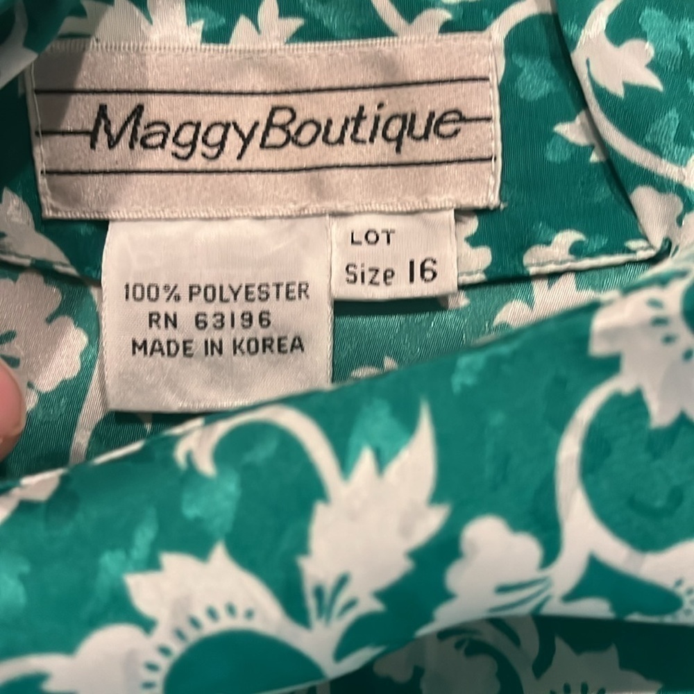 Gorgeous Kelly Green Paisley Button Vintage Flowy Short Sleeve Plus Dress 16 - Picture 4 of 9